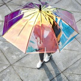 De kleurrijke Paraplu van de Iriserend Hologram Transparante Regen voor Regen Winderige Dag