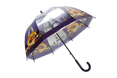 Drukpoe de Duidelijke Koepelvormige Paraplu van de Paraplu Compacte Bel met Zwarte Versiering