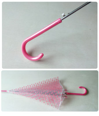 J POE van de Handvat Roze Punt Transparante Regenparaplu voor Kinderen