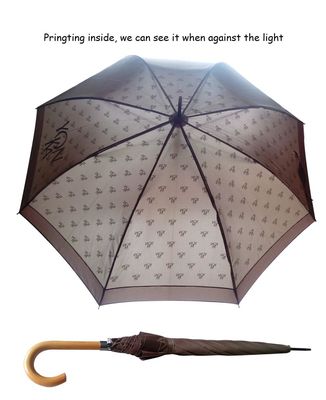 De houten j-Paraplu van het de Stoffen Compacte Golf van de Handvatpongézijde