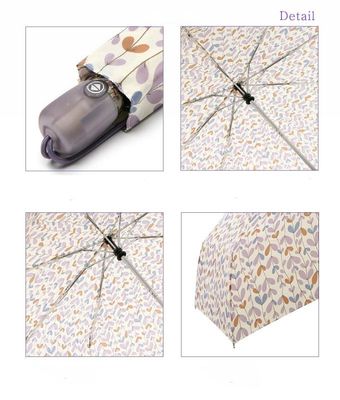 Kleurrijk Bladpatroon 8mm de Vouwbare Paraplu van de Metaalschacht voor Vrouwen