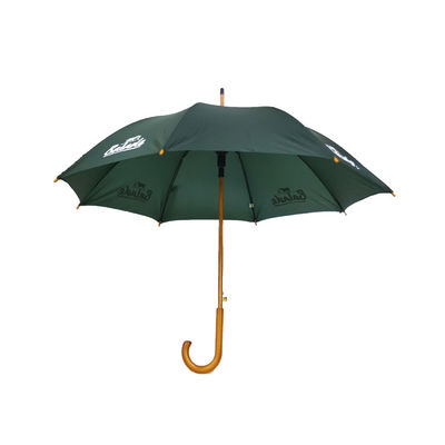 Houten Houten de Krommehandvat van Logo Printing Stick Straight Umbrellas van de Schachtdouane