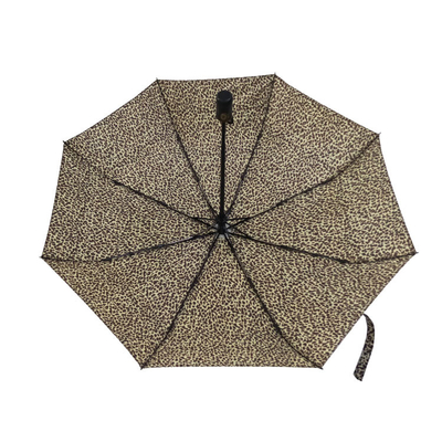 190T polyester 3 Vouwende Paraplu met Luipaardpatroon