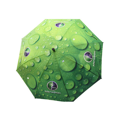 Groene Regendruppels Rechte Paraplu met 8mm Metaalschacht