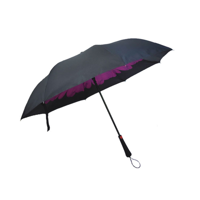 BSCI-vormde de Polyester190t Dubbele Laag Omgekeerde Paraplu met C Handvat