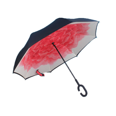 Omgekeerde Paraplu die van het handen de Vrije C Handvat Omgekeerde Dubbele Laag vouwen Wind