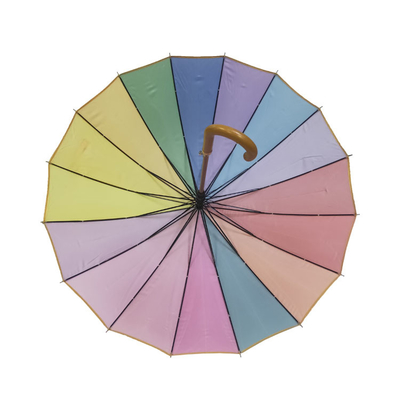 Van de de Paraplu het Houten Schacht van de 16 Kleurenregenboog Houten Handvat