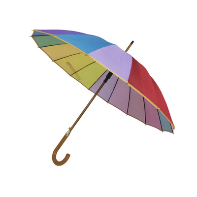 Van de de Paraplu het Houten Schacht van de 16 Kleurenregenboog Houten Handvat