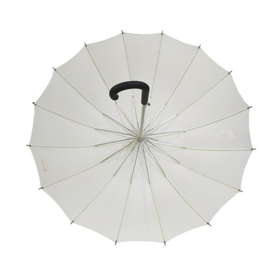 Van de de kleurenstok van de 16 Ribben de Auto Open Paraplu witte lange paraplu