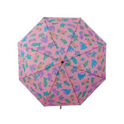 Handmatig Open 3 Opvouwbare paraplu Waterdicht Roze kleur