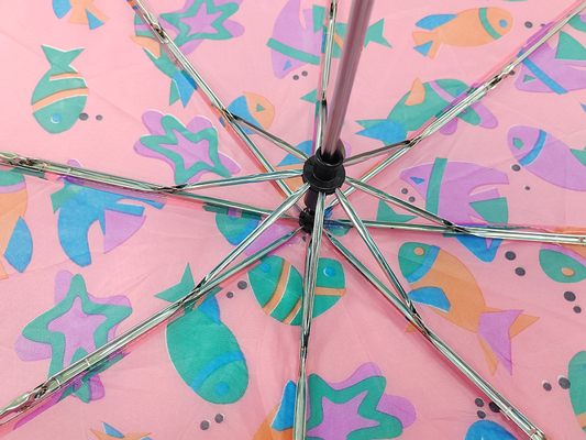 Handmatig Open 3 Opvouwbare paraplu Waterdicht Roze kleur
