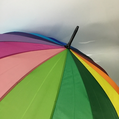 16 kleuren regenboog paraplu Metalen schacht Houten handvat Pongee Cover