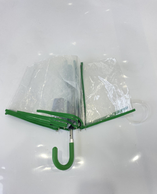 Minimalistisch handmatig open, drievoudig lederen handvat transparante regen paraplu 21 inch gemakkelijk te dragen