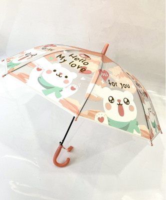 19 "8K Auto POE Transparante Cartoon Pattern Kinderen Straight Bone Paraplu met fluit