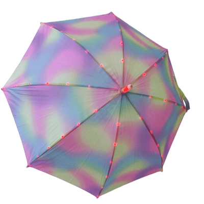 19 inch staal glasvezel winddicht Pongee kleurrijke LED safety zaklamp paraplu