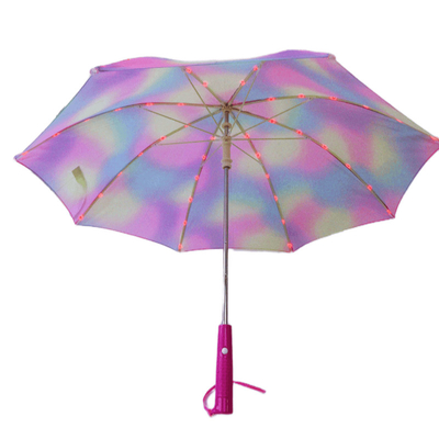 19 inch staal glasvezel winddicht Pongee kleurrijke LED safety zaklamp paraplu