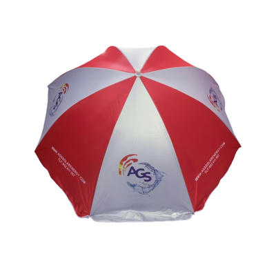 Vervaagingsbestendige UPF 50+ winddicht Handmatig Open Strandparaplu Met Metalen Schacht Frame