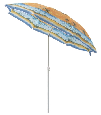 Metalen parasol met UPF 50 bescherming met 210 ton oxford stof.