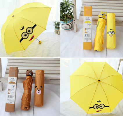 Schattige kids vouwde paraplu met cartoon rubber handvat