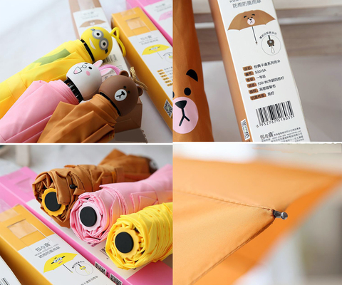 Schattige kids vouwde paraplu met cartoon rubber handvat