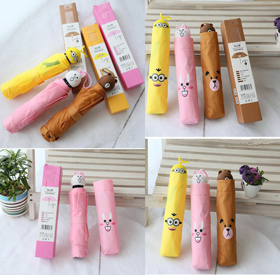Schattige kids vouwde paraplu met cartoon rubber handvat