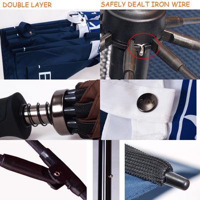 Dubbele laag auto open golf paraplu met zwarte mat glasvezel paal en rubberen handgreep