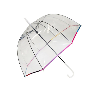 PVC transparante koepelvormige regen paraplu met glasvezel ribben 23 inch aangepast logo