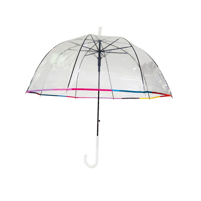 PVC transparante koepelvormige regen paraplu met glasvezel ribben 23 inch aangepast logo