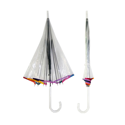 PVC transparante koepelvormige regen paraplu met glasvezel ribben 23 inch aangepast logo