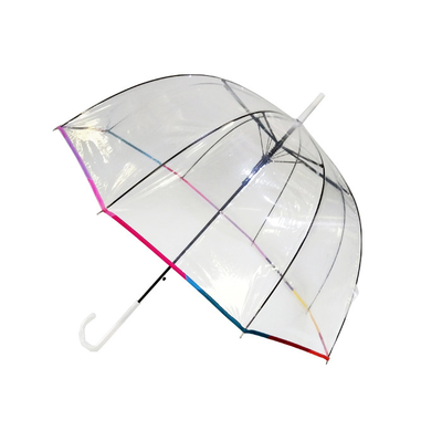 PVC transparante koepelvormige regen paraplu met glasvezel ribben 23 inch aangepast logo