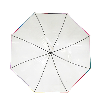 PVC transparante koepelvormige regen paraplu met glasvezel ribben 23 inch aangepast logo