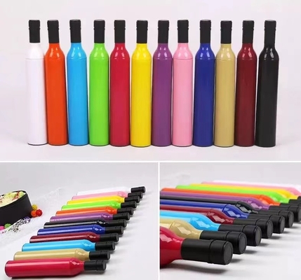 105 cm handmatig open, op maat gemaakt paraplu voor wijnflessen met zilveren coating
