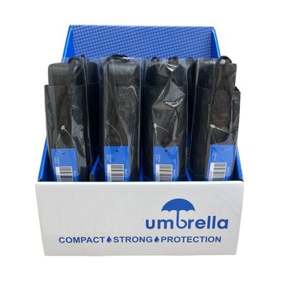 12Pcs Dispaly Box Umbrella Pongee Foldable Umbrella 25cm Length 94cm Diameter