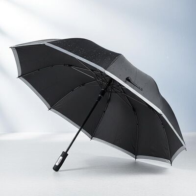 Grote Automatische Reisparaplu met 105cm Open Diameter, Glasvezel Ribben en Reflecterende Randafwerking