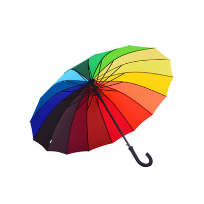 23 Inch Automatische Open Regenboogparaplu met 16 baleinen en Stalen Frame voor Windbestendigheid
