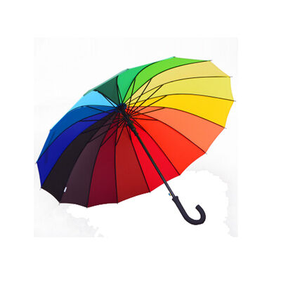23 Inch Automatische Open Regenboogparaplu met 16 baleinen en Stalen Frame voor Windbestendigheid