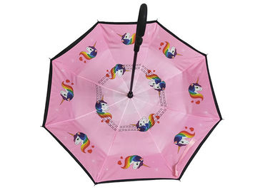 Roze Klein Omgekeerde Omgekeerd Paraplu Rubberhandvat Unicon die voor Jonge geitjes wordt gedrukt