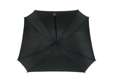 De vierkante Paraplu's van het Vorm Zwarte Promotiegolf met het Embleem van de Pongézijdeserigrafie