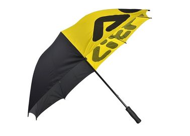 De Paraplu's Anti UV Totale Lengte 101cm van het pongézijde Zwarte Gele Promotiegolf