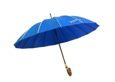 Blauwe het Golfparaplu van de wind Bestand J Vorm, Raines-Paraplu Houten Handvat