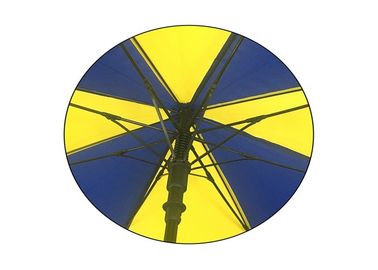 Blauwe Gele Promotie het Golfparaplu's van het glasvezelkader met het Schuimhandvat van EVA