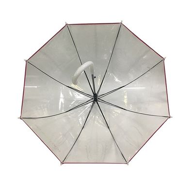 Plastic Handvat Duidelijke POE Paraplu met Roze Grens