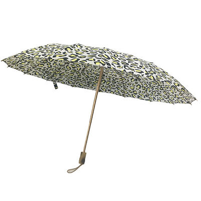 Het gouden Aluminiumkader 3 Sectiehandboek opent 16 Ribben Vouwbare Paraplu