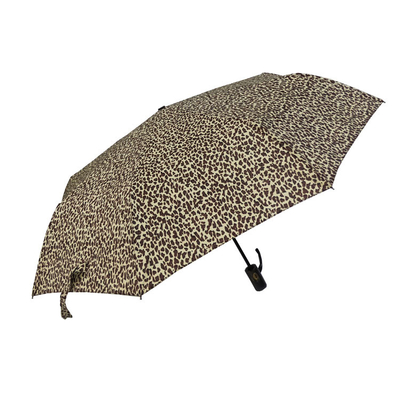 190T polyester 3 Vouwende Paraplu met Luipaardpatroon
