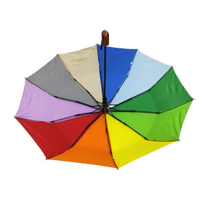 BSCI-de Polyester190t Compacte Dames die van de Regenboogkleur Paraplu's voor Reis vouwen