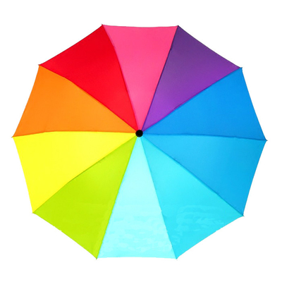 Aangepaste Polyester 190T 3 de Vouwende Paraplu BSCI van de Regenboogkleur