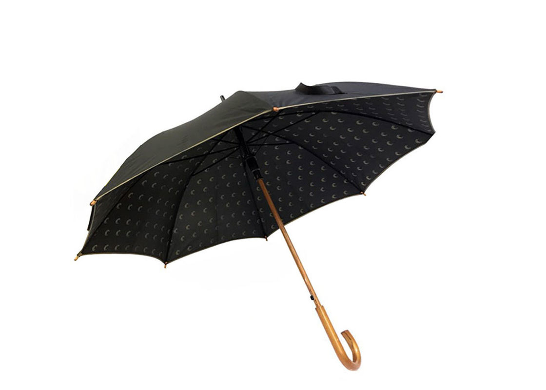 Unisex- Zwart Dubbel de Laag Eenvoudig Licht van het Paraplu Houten Handvat voor Regenachtige Dagen