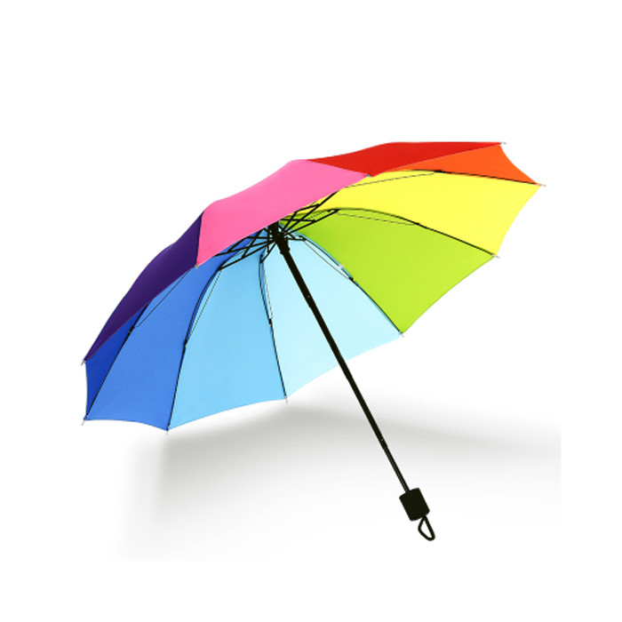 Aangepaste Polyester 190T 3 de Vouwende Paraplu BSCI van de Regenboogkleur